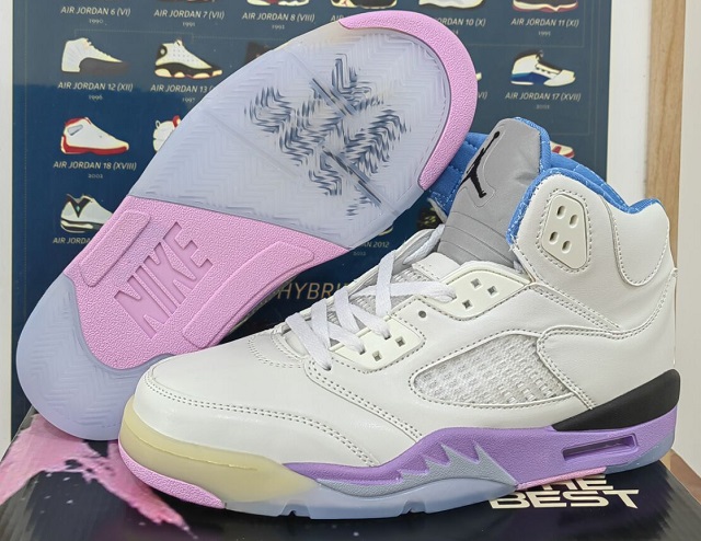 Women Jordan Shoes 5 Grade AAA WE THE BEST White Purple [Women Cheap Jordans 5 39]